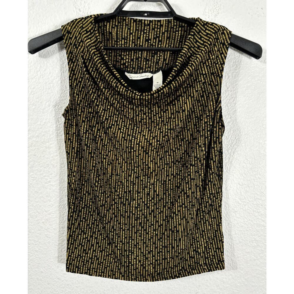 French Laundry Slinky Top Size‎ M Geometric Sleeveless Cowl Neck Acetate Blend